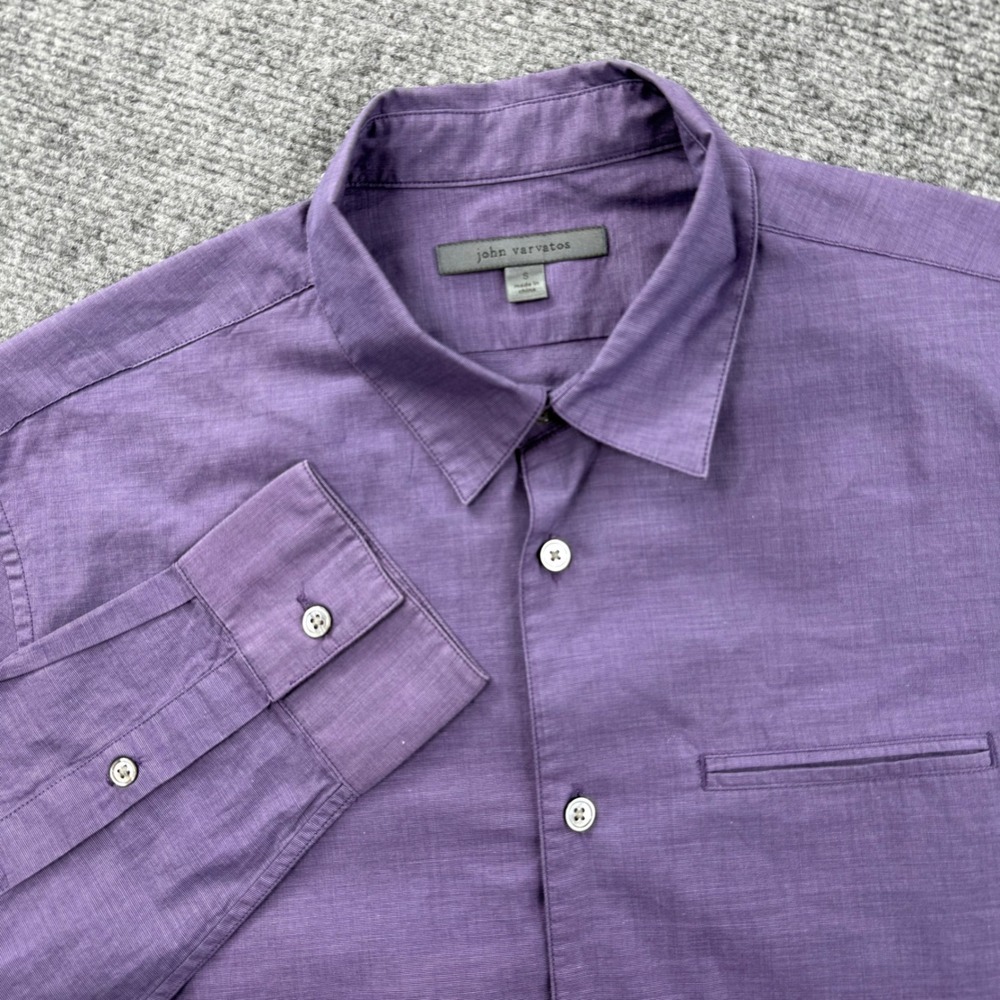 John Varvatos Signature Shirt Small Purple Button Up Business Long‎ Sleeve Men's